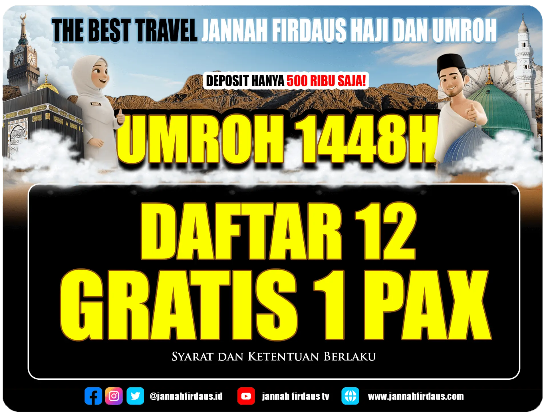Program promo gratis umroh bersama Jannah Firdaus Travel dengan layanan resmi dan terpercaya
